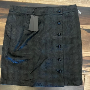 Evette &‎ K Jacquard Black Mini Skirt Abstract Woven Pattern Size Medium